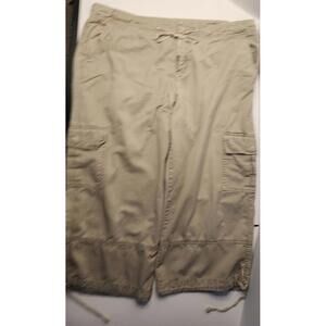 Allen Allen Cotton Khaki Cargo Capri Crop Pants XL